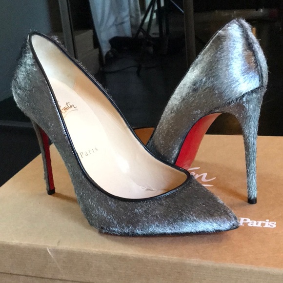 Christian Louboutin Silver Metallic Pony Hair Pump - Picture 2 of 4